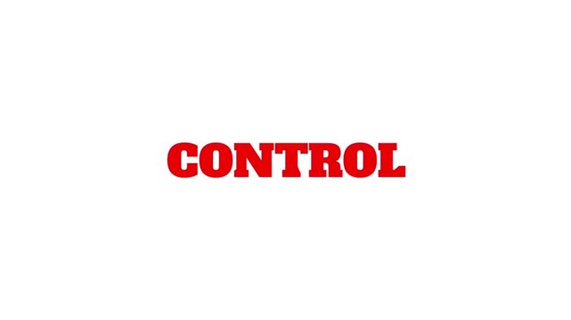 The word CONTROL is highlighted in bold red lettering, giving the animation a clear theme of authority, management, and command.