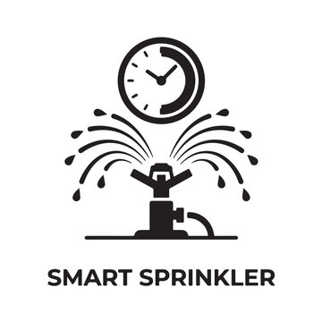 Smart sprinkler timer icon vector illustration of automatic irrigation sys