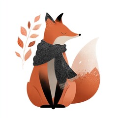 Fototapeta premium Charming fox wearing scarf