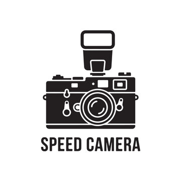 Speed camera icon vector illustration with retro photography equipment flat