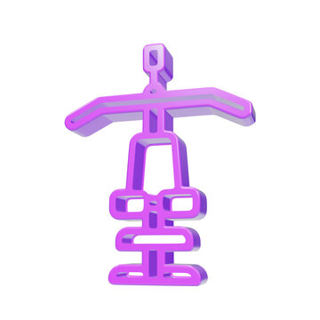 3D Purple Lat Pulldown Machine Icon for Fitness and Gym Workout App Interface Design