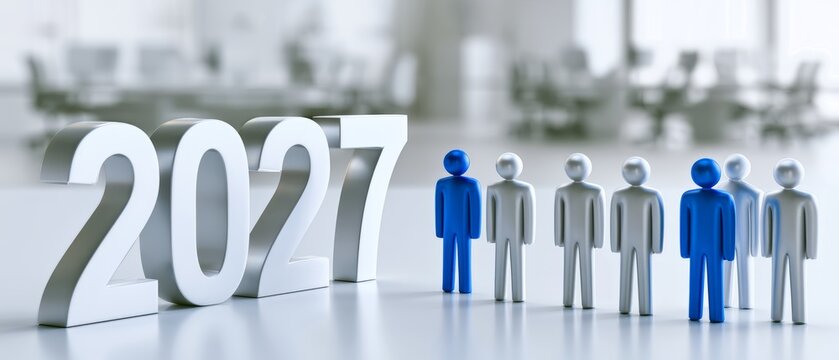2027 Workforce Planning Concept With Employee Figures, Hiring Strategy, Talent Management and Future Labor Market Outlook