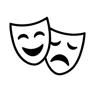Minimalist Digital Illustration Of Comedy And Tragedy Masks