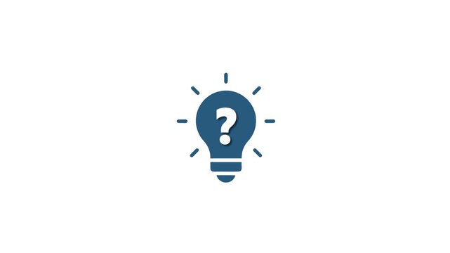 Animated question marks and lightbulb icons with copy space, representing ideas, solutions, creativity, thinking, brainstorming, and problem solving. Perfect for presentation and explainer videos 4k 