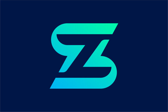 SZ Letter Monogram Futuristic Logo