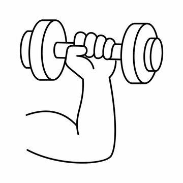 Strong Hand Holding Dumbbell Fitness Workout Strength Training Line Art Illustration