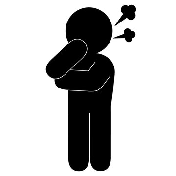 考えながら怒っている人の全身シルエット｜思考・怒り・不満を表す人物イラスト