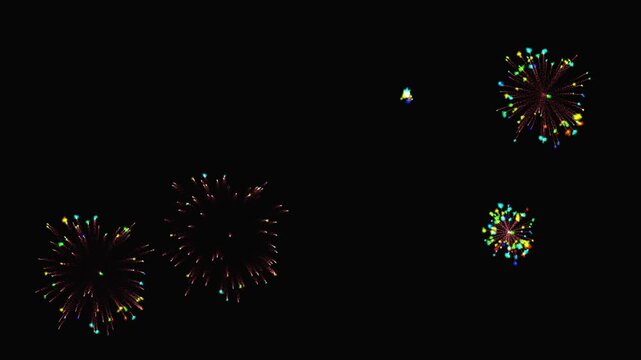 Red fireworks explosion in sky, colorful firecracker burst, 4k celebration footage, new year, christmas, birthday, diwali, deepawali, festival night, rockets,black background footage