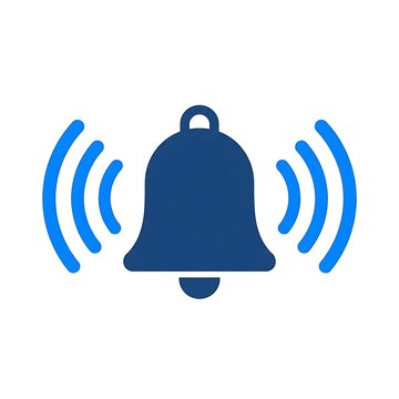 Ringing alarm bell vector icon with sound waves symbol