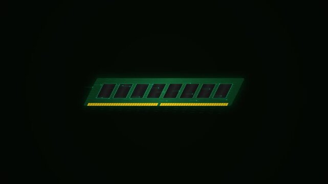 Digital Computer Memory Ram Stick Animation For Futuristic Data Processing And High Performance Computing Systems Concept For Tech Backgrounds