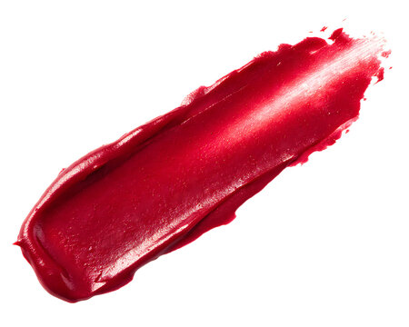 Vibrant smear of red lipstick with glossy texture and rich color beauty product isolated on transparent background