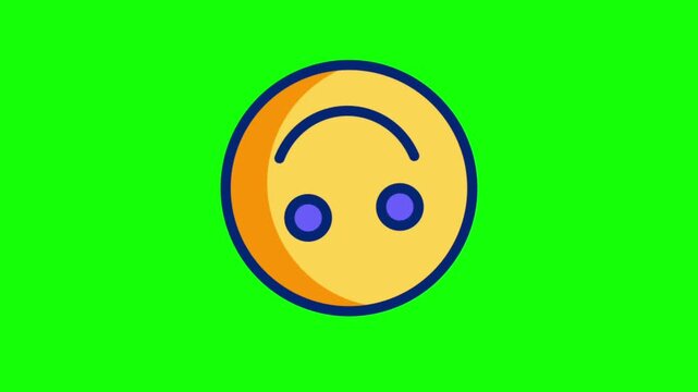Upside down smiley face emoji animating on a green screen background, perfect for social media video projects