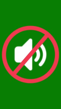 Muted speaker on green screen background, for chroma key, compositing and editing, sound audio volume