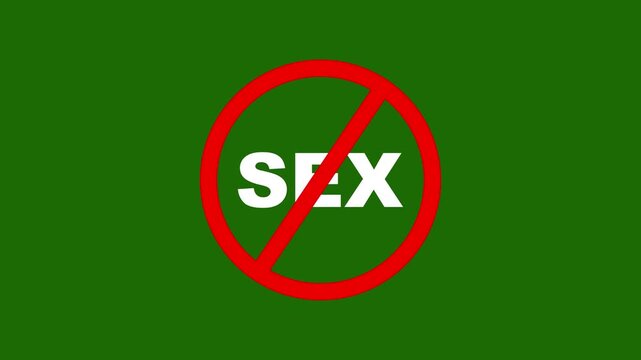 No allowed prohibition sign animation on green screen background, forbidden restricted warning with alpha channel green background. 4k video
