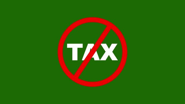 No tax symbol animation on green screen background, for financial and, economic concepts, taxes forbidden with alpha channel green background. 4k video