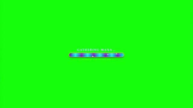 Floating purple neon bars gathor ke mana indonesian text glowing futuristic 3d button layout chroma key green screen overlay for social media editing