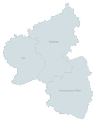 Obraz premium Map of Rhineland-Palatinate, Germany - Administrative Divisions