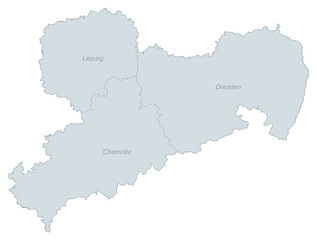Obraz premium Saxony, Germany: Administrative Map with Leipzig, Dresden & Chemnitz