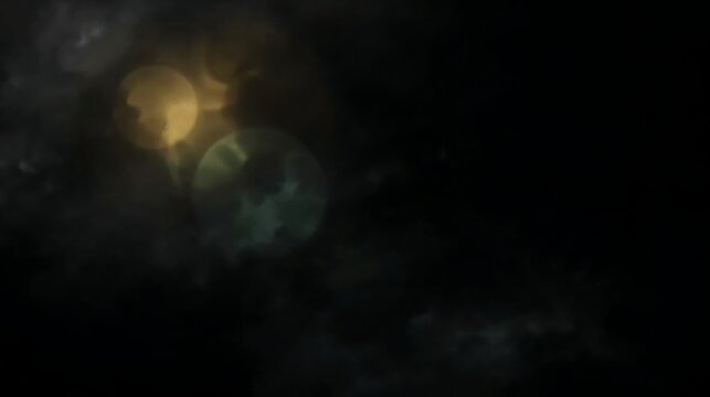 Abstract dark background with soft glowing light orbs and cinematic lens flare effects cinematic lighting ethereal