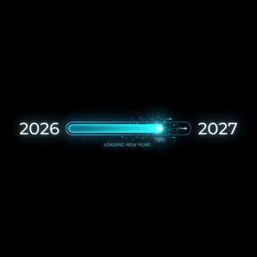 Digital year timeline slider from 2026 to 2027 , Happy New Year 2027, New Year 2027, Happy New Year, New Year, 2027 Typography, 2027