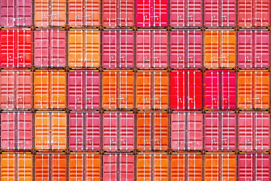 Container Walls. Container Terminal at Warehouse Port. Logistics Transportation Industry. Container ships, Global Business Shipping Import-Export. Logistics Warehouse	
