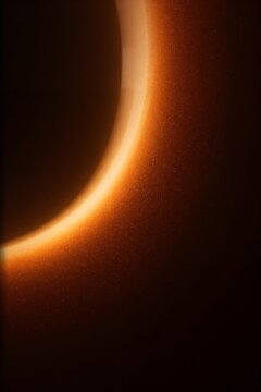 Abstract glowing orange light curve with scattered dust particles in darkness abstract background golden glow