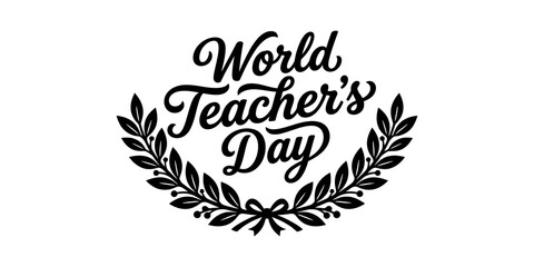 Set of Happy Teacher's Day and Best Teacher Ever typography badges with school elements isolated on transparent background © Halima