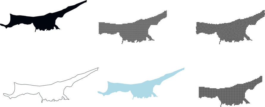 Cyprus map silhouette collection with dotted and outline styles