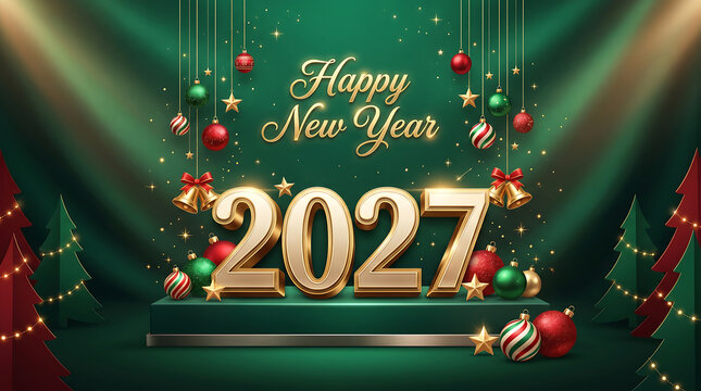 Happy new year celebration with 2027 glittery background , Happy New Year 2027, New Year 2027, Happy New Year, New Year, 2027 Typography, 2027