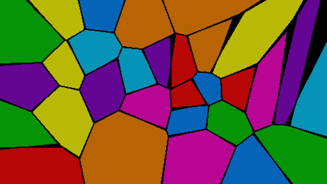 Vivid geometric pattern illustration with irregular polygons and high contrast lines