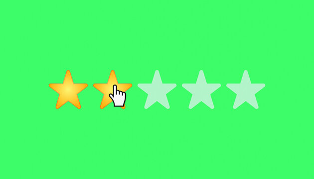 Illustration of a fictional website showing a mouse cursor clicking on a 1- to 5-star rating.