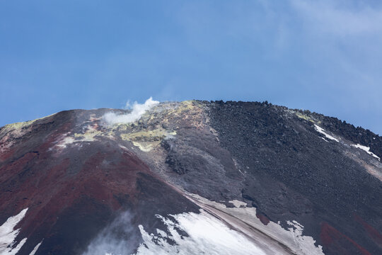 avachinsky volcano with active fumarola