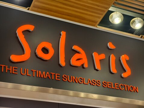 Paris, France-Dec.3rd 2025: Solaris brand logo store sign
