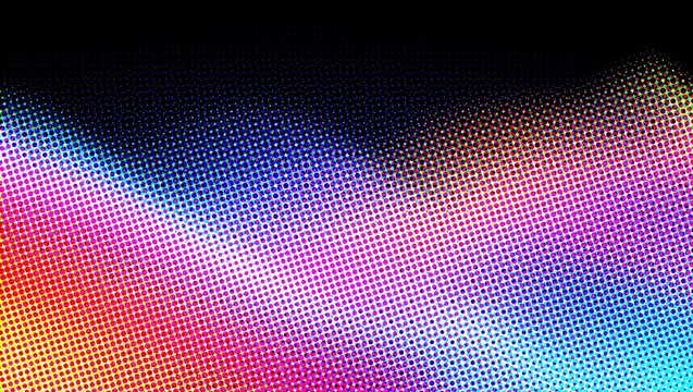 Vibrant halftone wave background, colorful pop art dot pattern, retro gradient texture for digital marketing banners