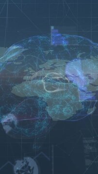 Animation of data processing over blue background