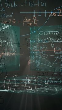 Animation of mathematical equations on black background