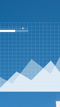 Animation of financial data processing over building and sky