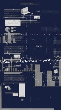 Animation of data processing on black background