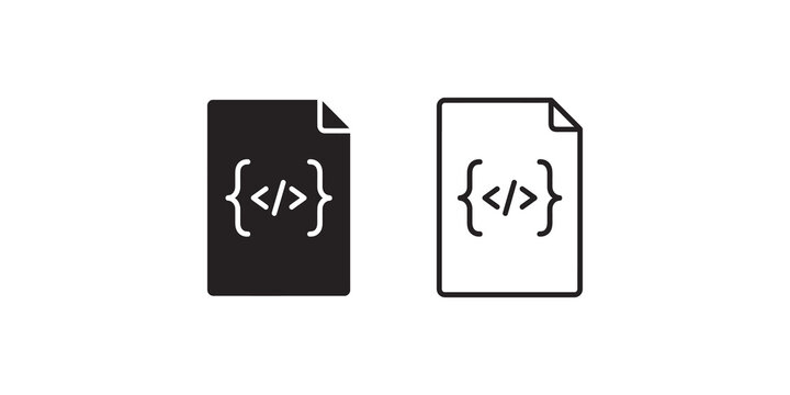 Programming code file document icons with markup language syntax element.