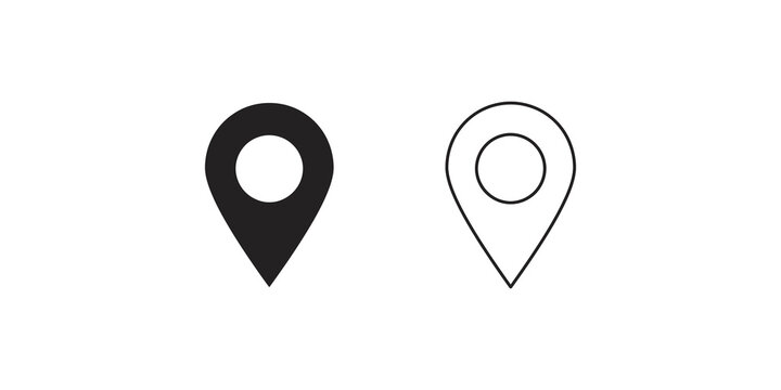 Map pin pointer icon set for navigation and location tracking services.