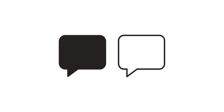 Speech bubble notification icons in solid black and outlined variations.