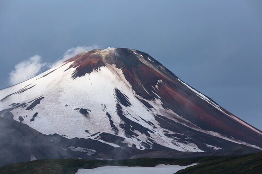 avachinsky volcano with active fumarola