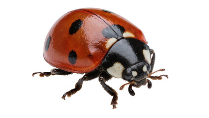 Red ladybug with black spots, isolated on transparent background © Sorin