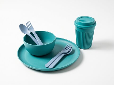 Sustainable reusable tableware set for eco-conscious living, perfect for picnics and everyday meals