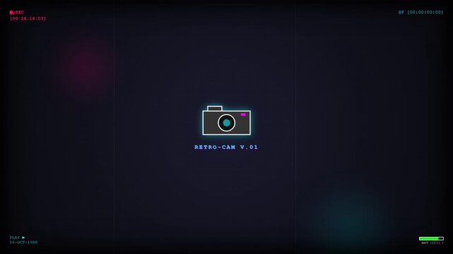 Minimalistic digital camera icon on dark abstract background