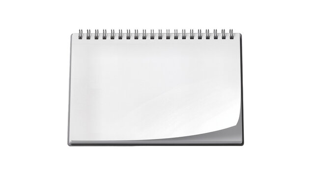 Blank spiral bound notebook with blank pages, isolated on transparent background
