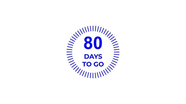 Countdown timer showing eighty days remaining with clean blue circles on a white background