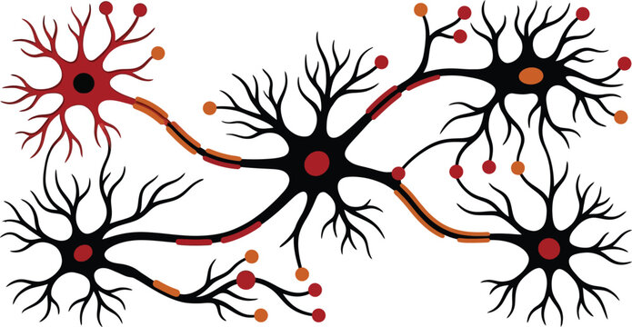 Neural network illustration showing interconnected brain cells and biological synapses