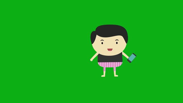 Cartoon businessman character standing idle pose animation on green screen chroma key for video editing motion graphics social media content creation stock templates youtube marketing produc