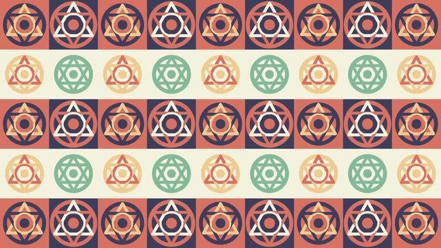 Seamless Loop of Retro Mystical Geometric Patterns and Sacred Alchemical Symbols